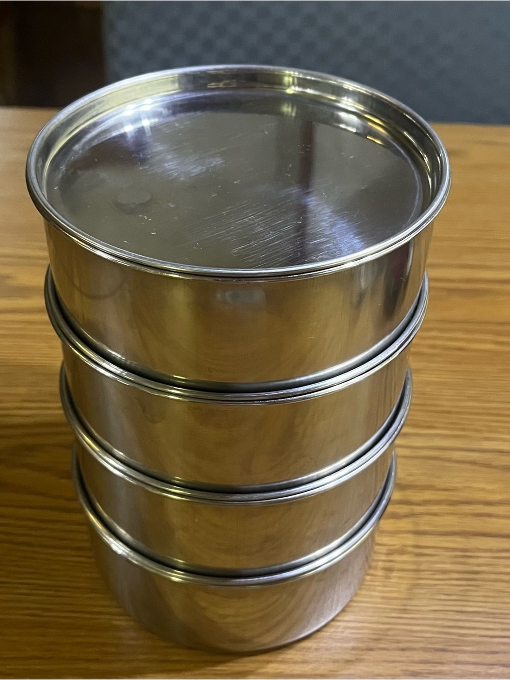 Stackable Stainless Steel Round Food Storage Tins - Set of 4